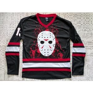 Friday The 13th Hockey Jersey Long Sleeve Shirt Voorhees #13 - Men's Medium
